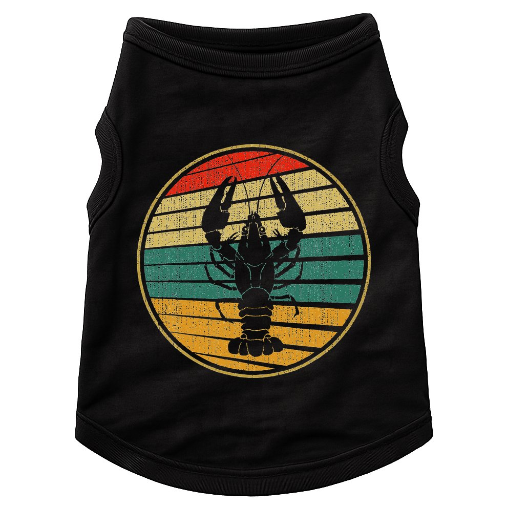 Retro Style Vintage Sea Crawfish Lobster Silhouette 60s 70s Doggie Tank