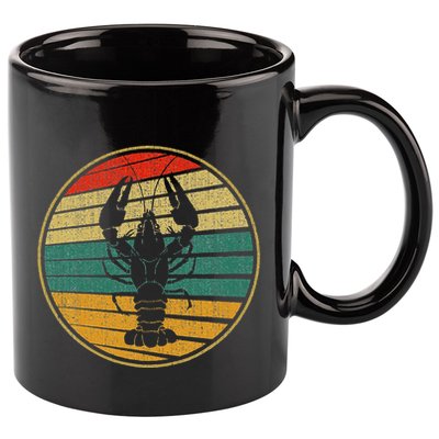Retro Style Vintage Sea Crawfish Lobster Silhouette 60s 70s 11oz C Handle Ceramic Mug