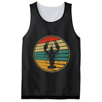 Retro Style Vintage Sea Crawfish Lobster Silhouette 60s 70s Mesh Reversible Basketball Jersey Tank