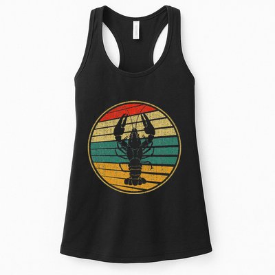 Retro Style Vintage Sea Crawfish Lobster Silhouette 60s 70s Womens Tank Top