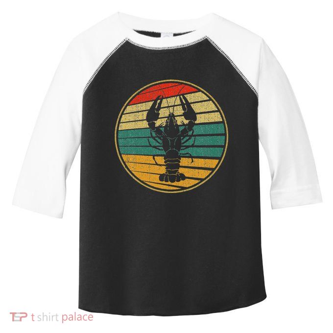 Retro Style Vintage Sea Crawfish Lobster Silhouette 60s 70s Toddler Fine Jersey T-Shirt