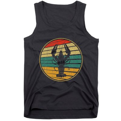 Retro Style Vintage Sea Crawfish Lobster Silhouette 60s 70s Tank Top