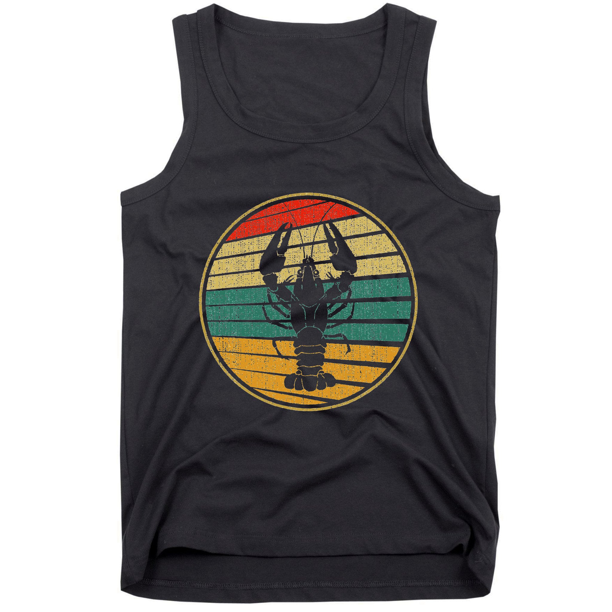 Retro Style Vintage Sea Crawfish Lobster Silhouette 60s 70s Tank Top