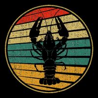 Retro Style Vintage Sea Crawfish Lobster Silhouette 60s 70s Tank Top
