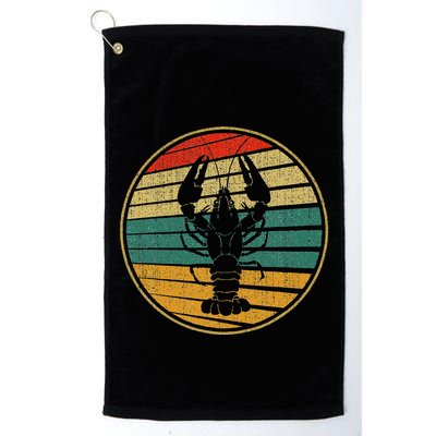Retro Style Vintage Sea Crawfish Lobster Silhouette 60s 70s Golf Towel