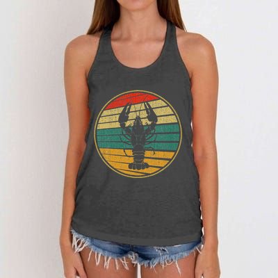 Retro Style Vintage Sea Crawfish Lobster Silhouette 60s 70s Women's Knotted Racerback Tank
