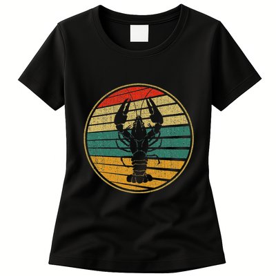 Retro Style Vintage Sea Crawfish Lobster Silhouette 60s 70s Womens T-Shirt