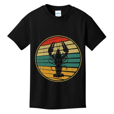 Retro Style Vintage Sea Crawfish Lobster Silhouette 60s 70s Kids T-Shirt