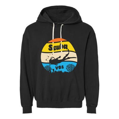 Retro Scuba Vbs 2024 Underwater Jesus Christian Bible Garment-Dyed Fleece Hoodie