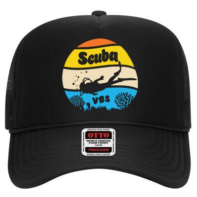 Retro Scuba Vbs 2024 Underwater Jesus Christian Bible High Crown Mesh Back Trucker Hat