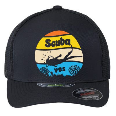 Retro Scuba Vbs 2024 Underwater Jesus Christian Bible Flexfit Unipanel Trucker Cap