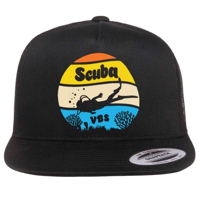 Retro Scuba Vbs 2024 Underwater Jesus Christian Bible Flat Bill Trucker Hat