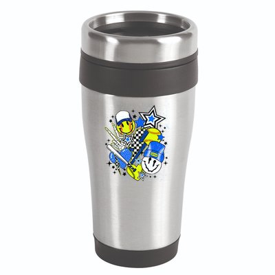 retro softball Vibes Funny softball Smile Face Meme 16oz Travel Tumbler