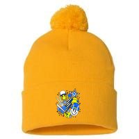 retro softball Vibes Funny softball Smile Face Meme Pom Pom 12in Knit Beanie