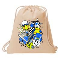 retro softball Vibes Funny softball Smile Face Meme Drawstring Bag