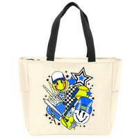 retro softball Vibes Funny softball Smile Face Meme Zip Tote Bag