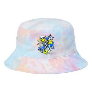 retro softball Vibes Funny softball Smile Face Meme Tie Dye Newport Bucket Hat