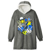 retro softball Vibes Funny softball Smile Face Meme Hooded Wearable Blanket