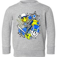 retro softball Vibes Funny softball Smile Face Meme Toddler Sweatshirt