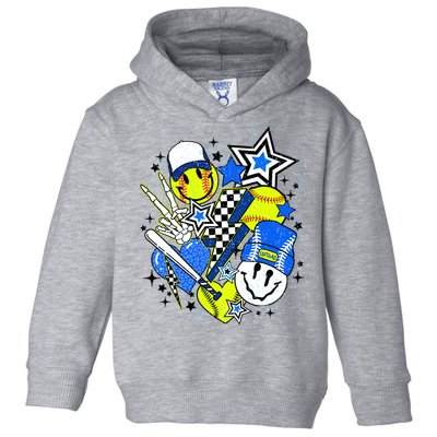 retro softball Vibes Funny softball Smile Face Meme Toddler Hoodie