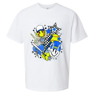 retro softball Vibes Funny softball Smile Face Meme Sueded Cloud Jersey T-Shirt