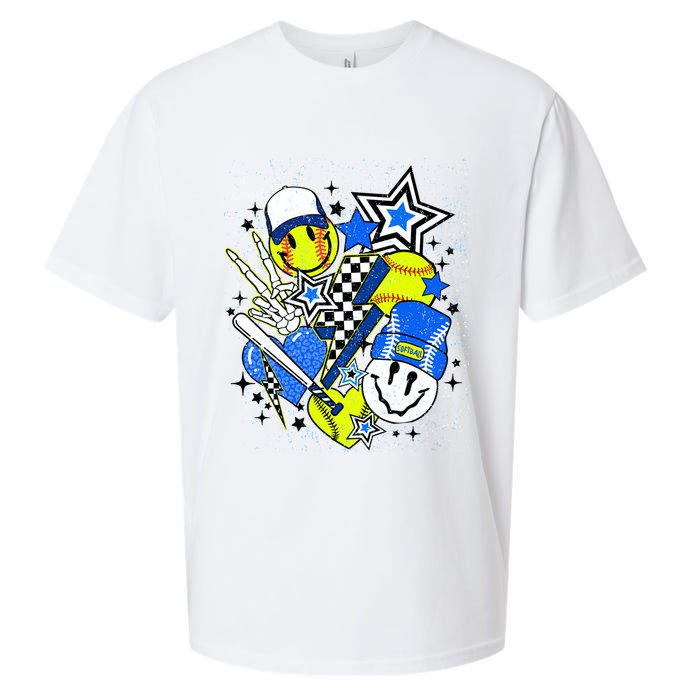 retro softball Vibes Funny softball Smile Face Meme Sueded Cloud Jersey T-Shirt
