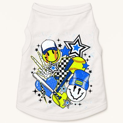 retro softball Vibes Funny softball Smile Face Meme Doggie Tank