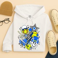 retro softball Vibes Funny softball Smile Face Meme Hoodie