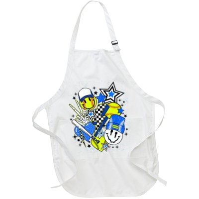 retro softball Vibes Funny softball Smile Face Meme Apron