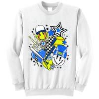retro softball Vibes Funny softball Smile Face Meme Sweatshirt