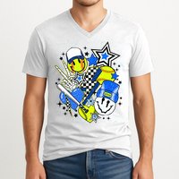 retro softball Vibes Funny softball Smile Face Meme V-Neck T-Shirt
