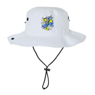 retro softball Vibes Funny softball Smile Face Meme Bucket Hat