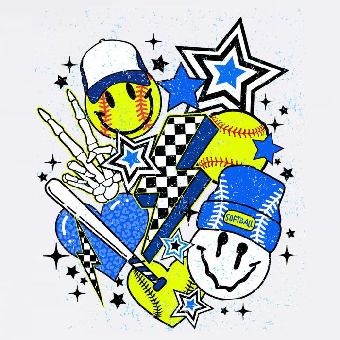 retro softball Vibes Funny softball Smile Face Meme Bucket Hat