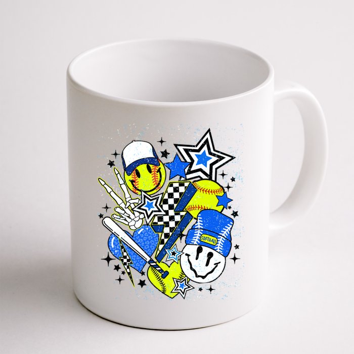 retro softball Vibes Funny softball Smile Face Meme Mug