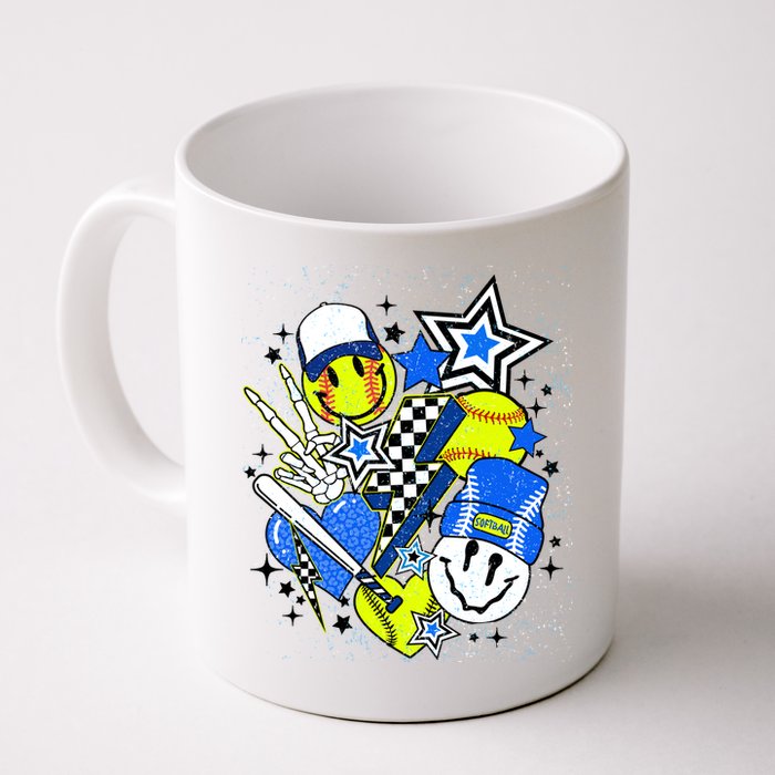 retro softball Vibes Funny softball Smile Face Meme Mug