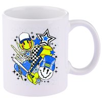 retro softball Vibes Funny softball Smile Face Meme 11oz C Handle Ceramic Mug