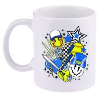 retro softball Vibes Funny softball Smile Face Meme 11oz C Handle Ceramic Mug