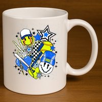 retro softball Vibes Funny softball Smile Face Meme 11oz C Handle Ceramic Mug