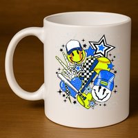 retro softball Vibes Funny softball Smile Face Meme 11oz C Handle Ceramic Mug