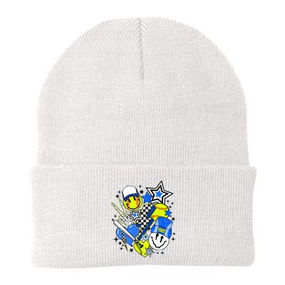 retro softball Vibes Funny softball Smile Face Meme Beanie