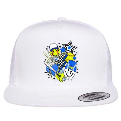 retro softball Vibes Funny softball Smile Face Meme Flatbill Hat