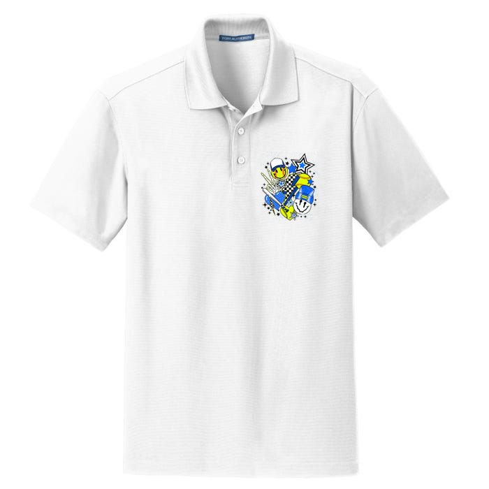 retro softball Vibes Funny softball Smile Face Meme Dry Zone Grid Polo