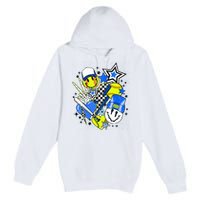 retro softball Vibes Funny softball Smile Face Meme Premium Pullover Hoodie
