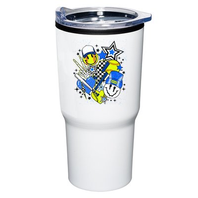 retro softball Vibes Funny softball Smile Face Meme Tumbler