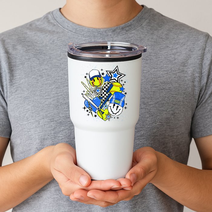 retro softball Vibes Funny softball Smile Face Meme Tumbler