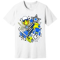 retro softball Vibes Funny softball Smile Face Meme Premium T-Shirt