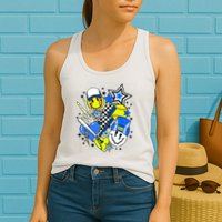 retro softball Vibes Funny softball Smile Face Meme Womens Tank Top