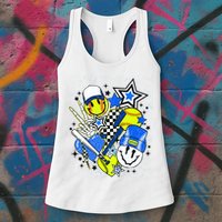 retro softball Vibes Funny softball Smile Face Meme Womens Tank Top