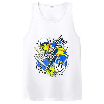 retro softball Vibes Funny softball Smile Face Meme PosiCharge Competitor Tank