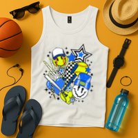 retro softball Vibes Funny softball Smile Face Meme Tank Top
